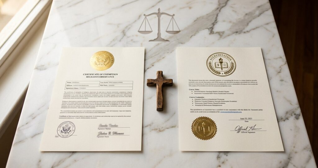 Religious exemption vs accreditation higher education comparison guide USA 2026